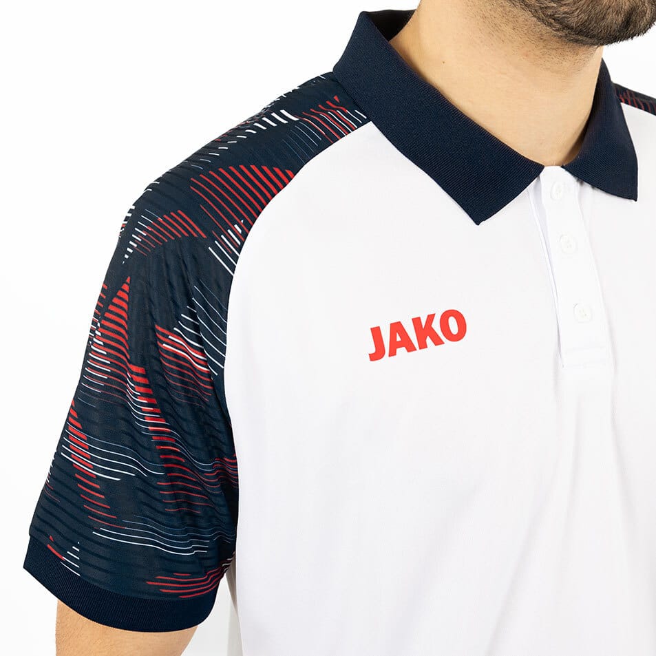 JAKO Polo Sonic – blanc/marine/rouge – vue 5